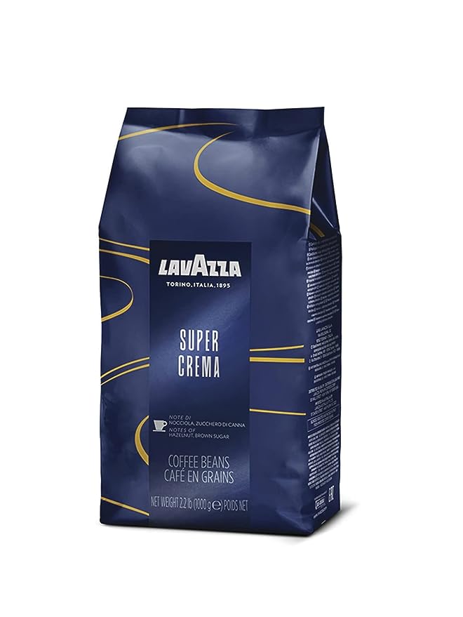 Lavazza Super Crema Whole Bean Coffee Blend, light-Medium Espresso Roast