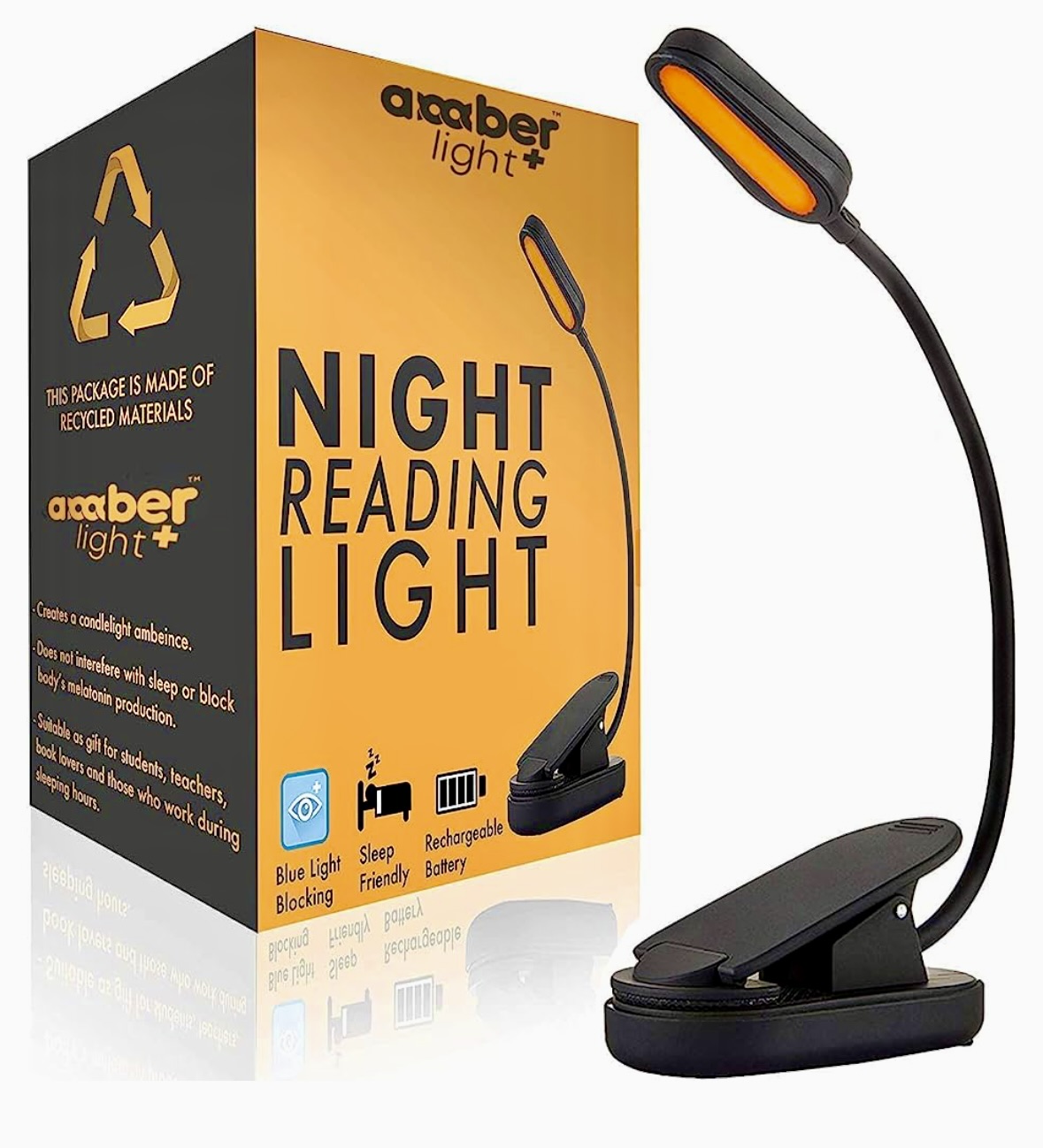 Amber Book Light for Nighttime Reading